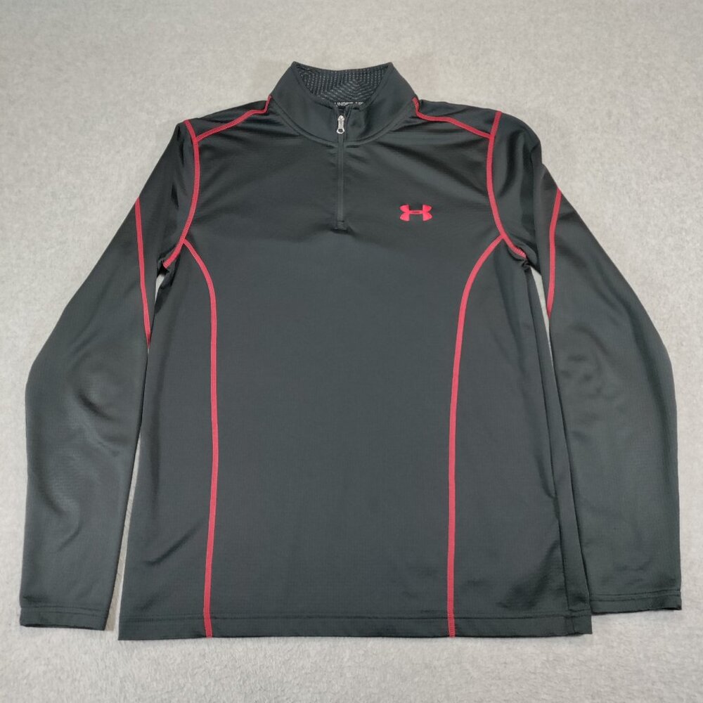 Under Armour Sweater Mens Large Fitted Black ColdGear Infrared 1/4 Zip Pullover